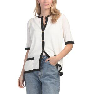 GRETCHEN SCOTT White/Black Cherry On Top Cardigan